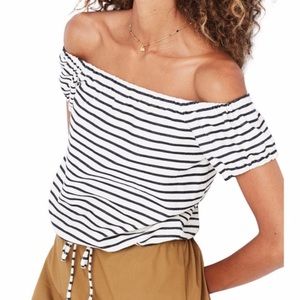 Madewell striped off the shoulder top